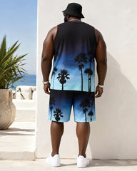 Big & Tall Men's Gradient Coconut Silhouette Print Tank Shorts Set