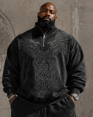 Big & Tall Men's Double Eagle Celtic Print Half-Zip Sweat Set