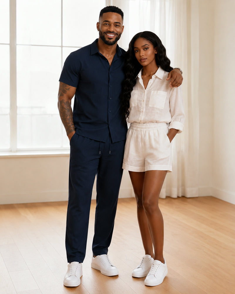 Simple Solid Color Couple Casual Suit