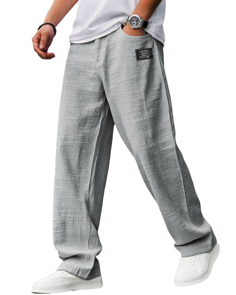 S-5XL Men's Casual Cotton Linen Loose Straight Pants