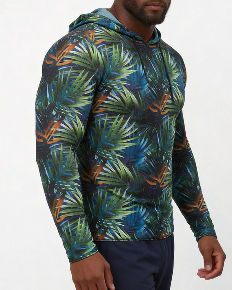 Camouflage Beach Blouse Hooded Long Sleeve T-shirt M-3XL