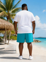 Big & Tall Men's Summer Flamingo Print Crew Neck Short-Sleeve T-Shirt And Shorts Set