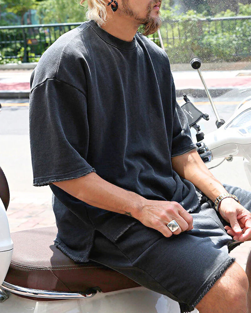 M-8XL Casual Loose Fit Solid Sports Sets