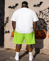 Big & Tall Men's BOO Skull Graffiti Print Round Neck Short Sleeve T-Shirt Shorts Set