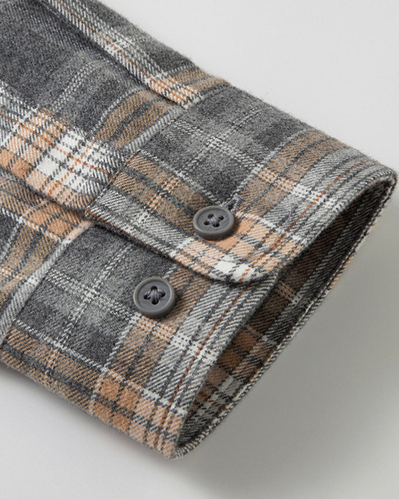 S-4XL Retro Casual Men's Check Shirt [cotton Sanding]]