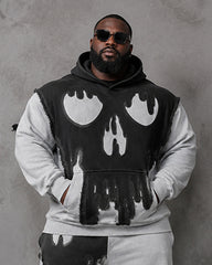 Big & Tall Men's Skull Melting Drop Print Hoodie Set
