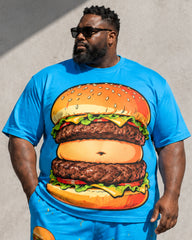 Big & Tall Men's Jumbo Burger Fake Belly Print T-Shirt Pants Set