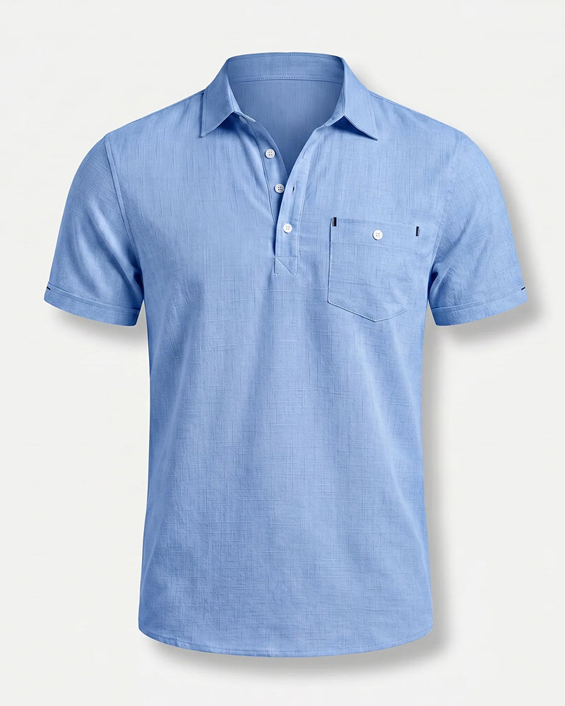 S-3XL Men's Casual Cotton Linen Short-sleeved Thin Shirt With Leck