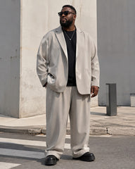 M-5XL Men's Casual Suit Jacket Wide Leg Pants Two-Piece Set-Excluding Inner T-Shirt