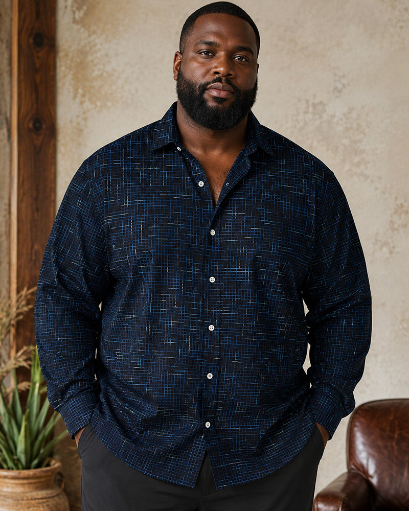 Big & Tall Men's Fine Mesh Jacquard Long Sleeve Shirt
