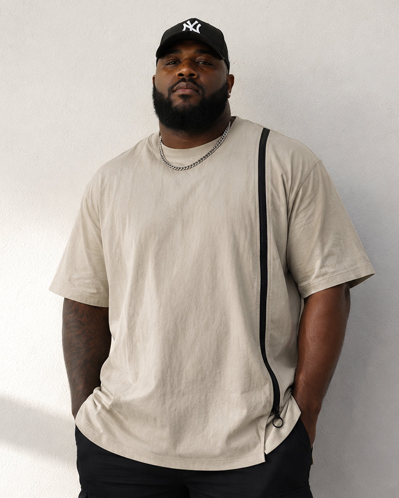 L-9XL Solid Color Striped Double-sided Cotton Round Neck Short Sleeve T-shirt
