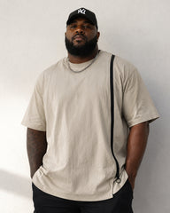 L-9XL Solid Color Striped Double-sided Cotton Round Neck Short Sleeve T-shirt