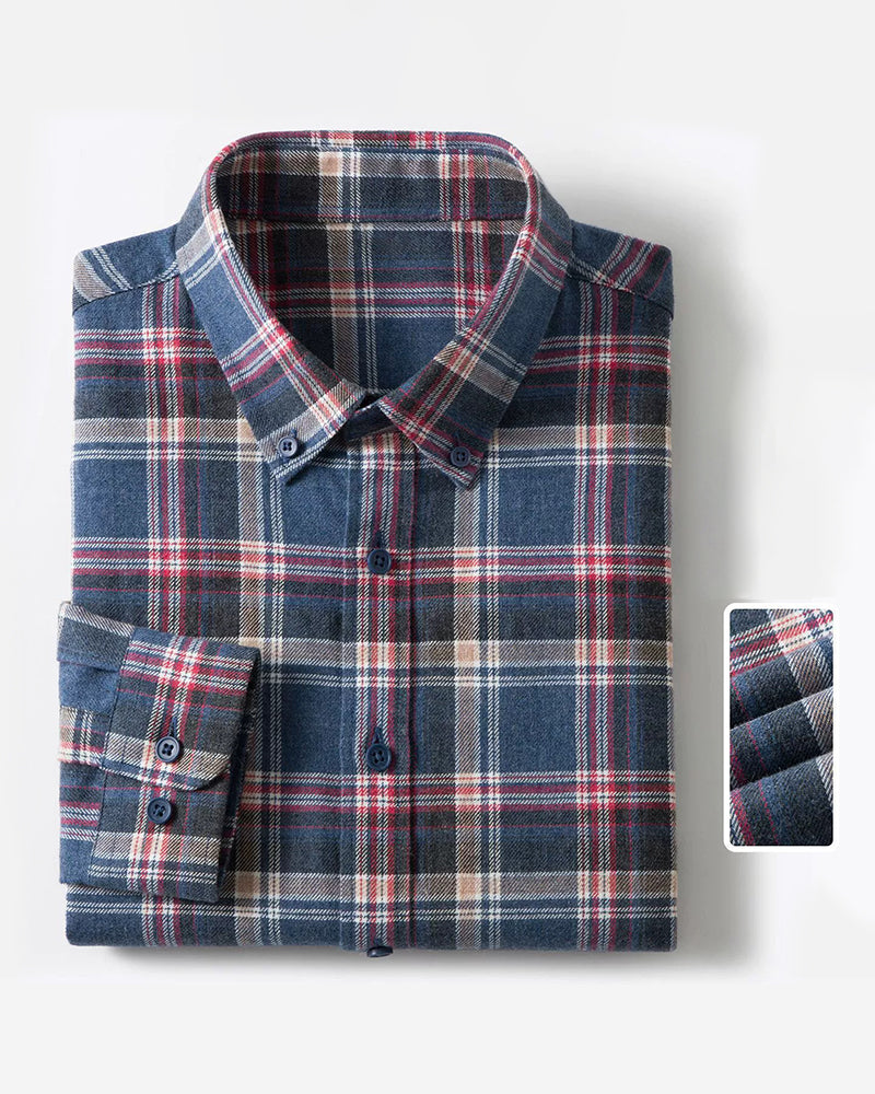 S-4XL Retro Casual Men's Check Shirt [cotton Sanding]]