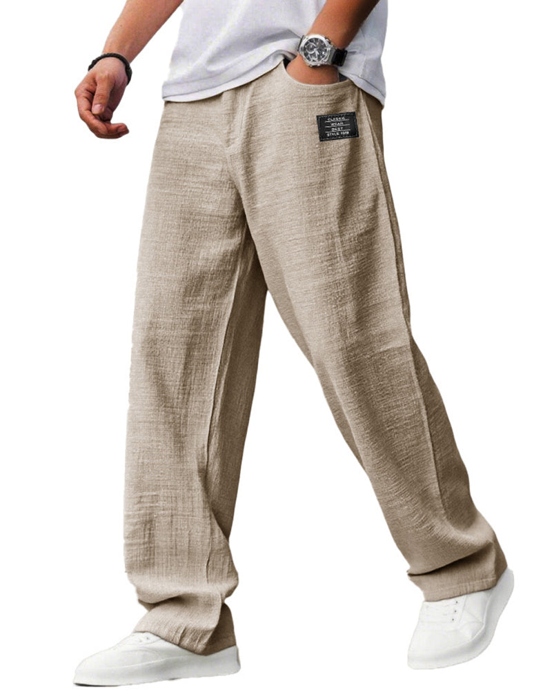 S-5XL Men's Casual Cotton Linen Loose Straight Pants