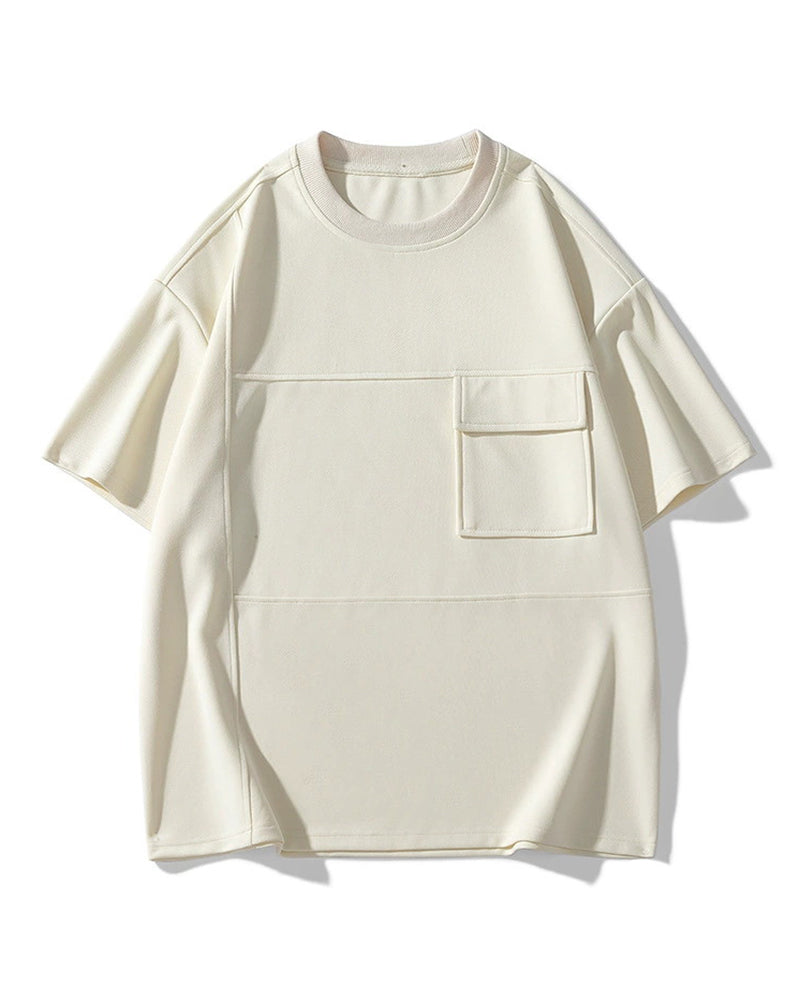 M-8XL Ice Silk Workwear Pocket Short-sleeved T-shirt