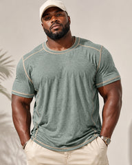 M-3XL Men's Colorblock Crewneck T-Shirt