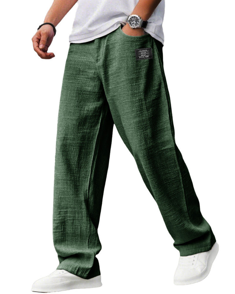 S-5XL Men's Casual Cotton Linen Loose Straight Pants