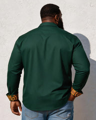 Big & Tall Men's Patchwork African Ethnic Pattern Print Long Sleeve Shirt