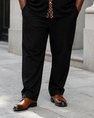 Big & Tall Men's Checkerboard Collar Placket Contrast Printed Short Sleeve Shirt Pants Set