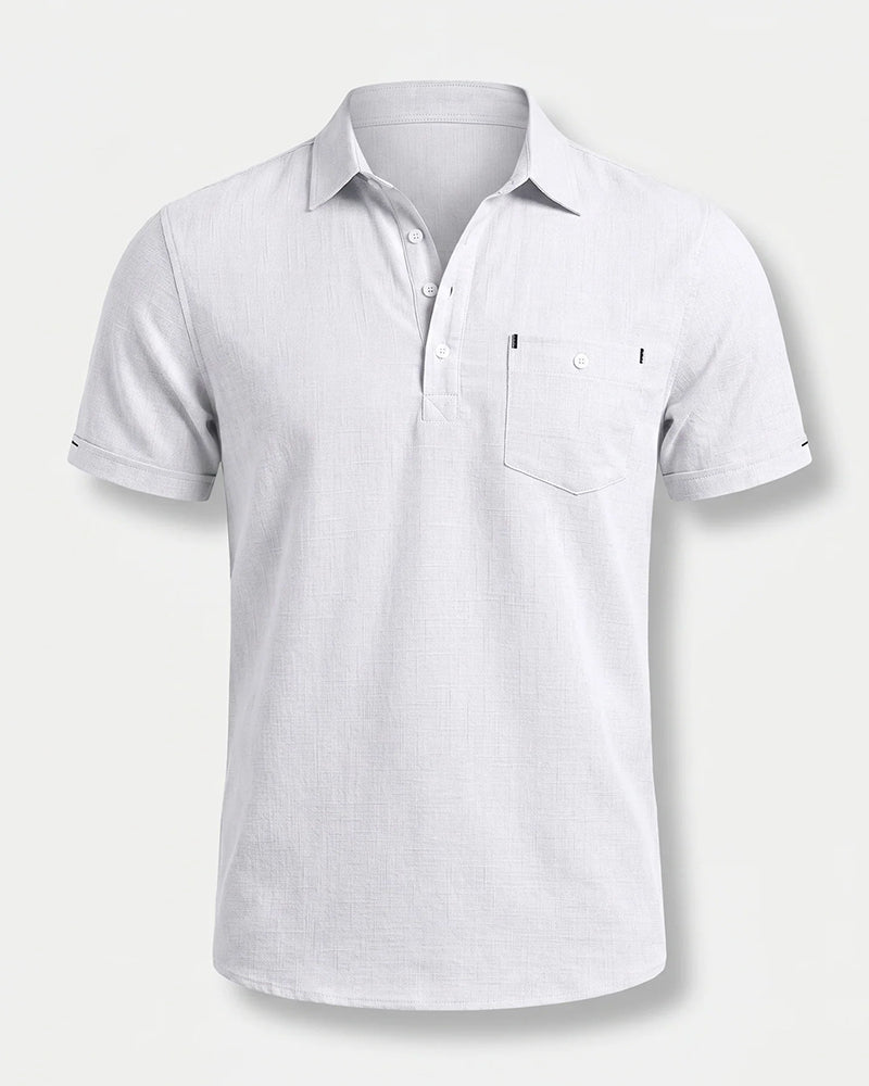 S-3XL Men's Casual Cotton Linen Short-sleeved Thin Shirt With Leck