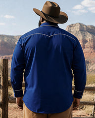 Big & Tall Men's Blue Poker Revolver Printed Long Sleeve Shirt