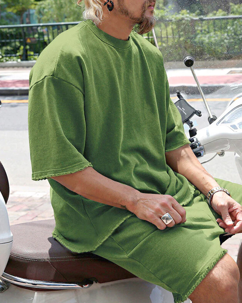 M-8XL Casual Loose Fit Solid Sports Sets