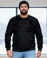 Big & Tall Men's Pattern Thickened Round Neck Sweater M-5XL
