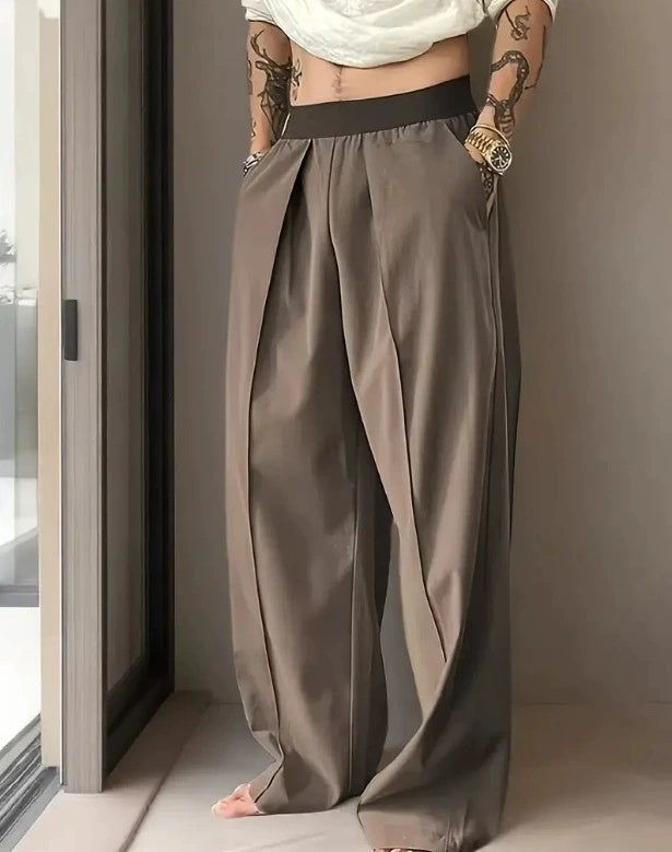 S-3XL Big & Tall Men's Simple Contrast Color Elastic Waist Casual Straight Trousers