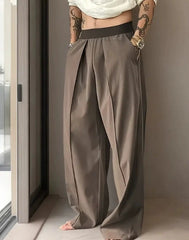 S-3XL Big & Tall Men's Simple Contrast Color Elastic Waist Casual Straight Trousers