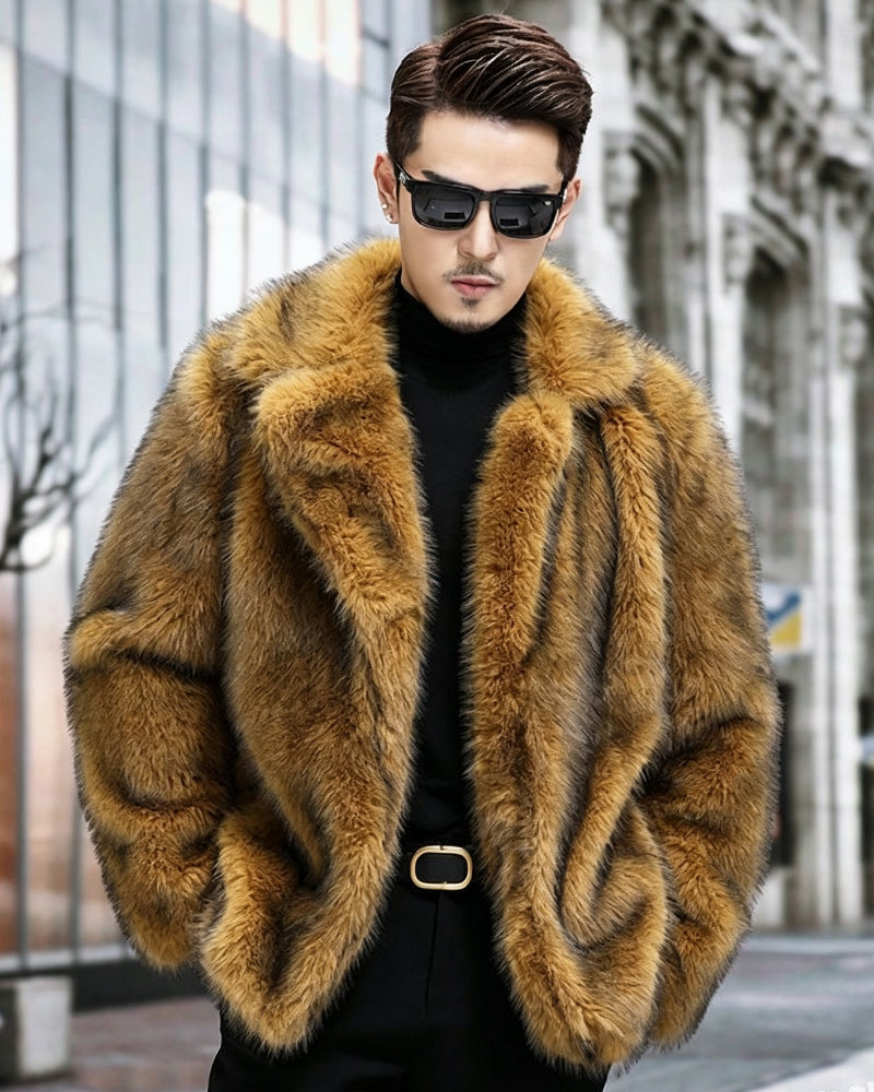 Big & Tall Men's Faux Fur Casual Padded Warm Coat M-6XL