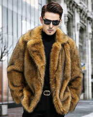 Big & Tall Men's Faux Fur Casual Padded Warm Coat M-6XL