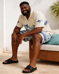 Big & Tall Men's Nautical-Style Wave Sailfish Print Short-Sleeve Shirt And Shorts Set