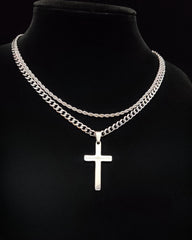 Big & Tall Men's Cross Pendant & Cuban Chain Necklace Set