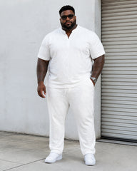 L-9XL Sports Leisure Solid Color V-neck Loose Short-sleeved 2-piece Set