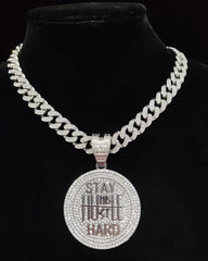 Big & Tall Men's 1 Piece Fashion Rhinestone Decorated Round Pendant Initial