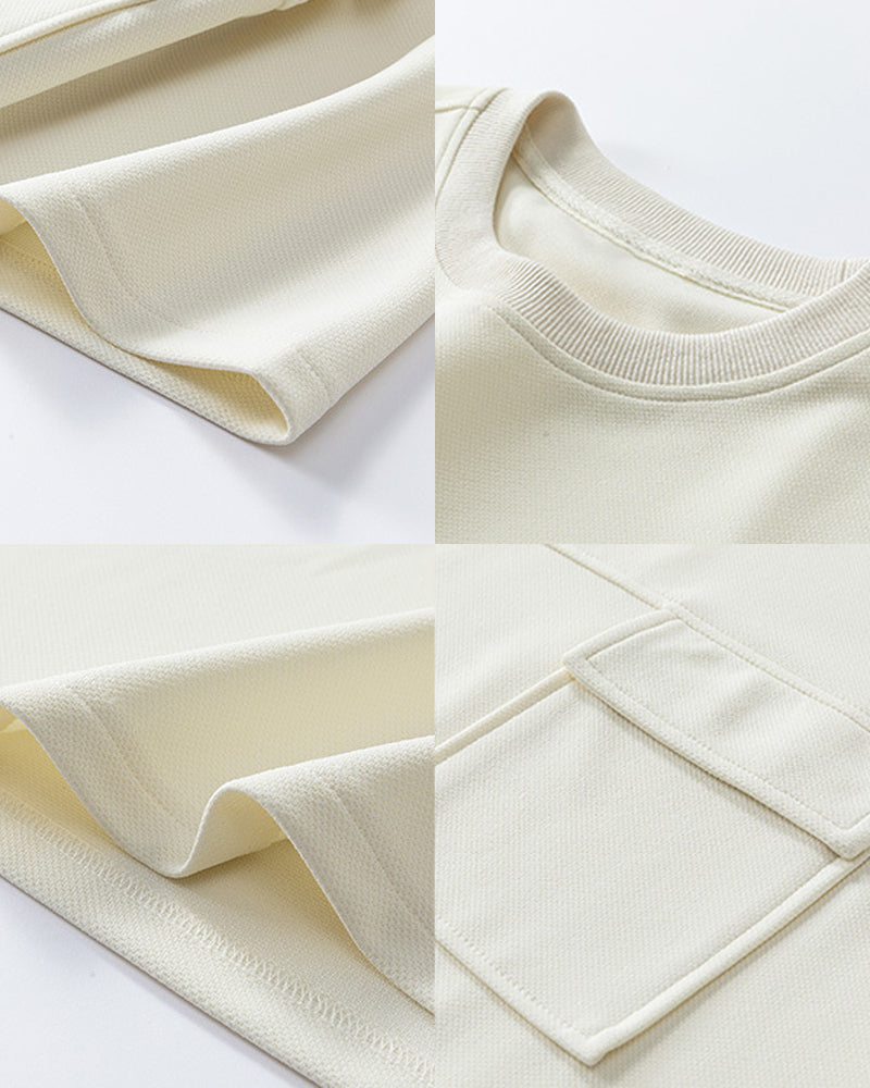 M-8XL Ice Silk Workwear Pocket Short-sleeved T-shirt