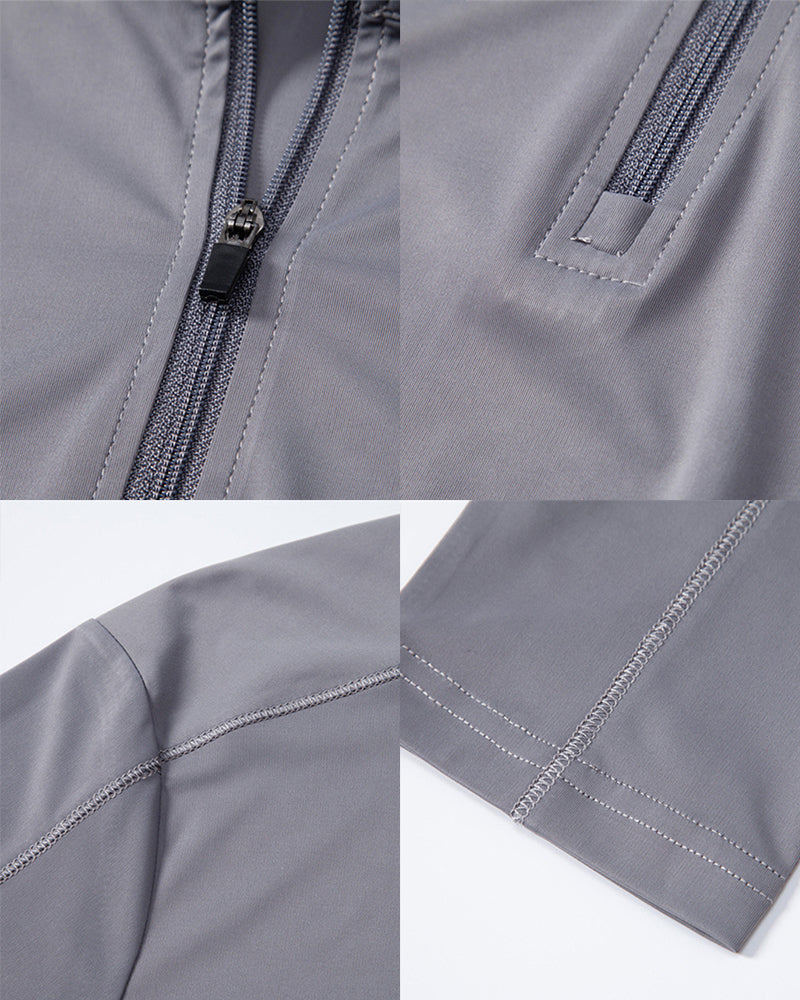 Big & Tall Men's Sunscreen UPF100 Base Shirt Long Sleeve Half Zipper T-shirt S-2XL