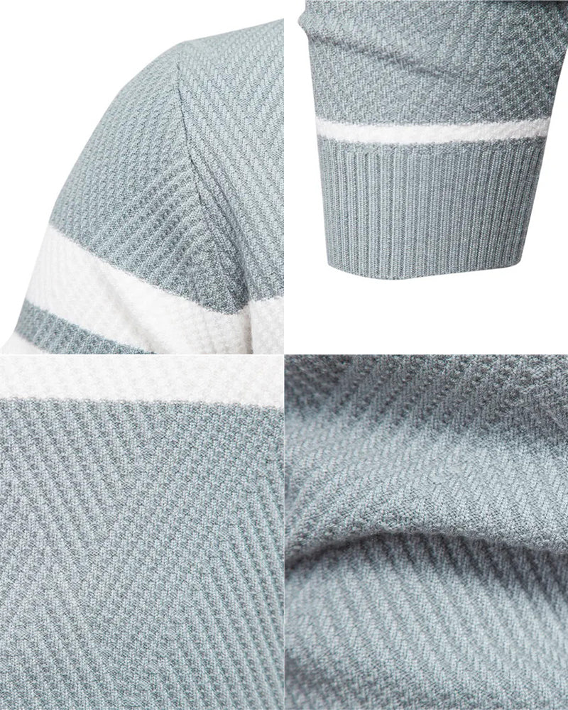 Big & Tall Men's Casual Striped Pullover Colorblock Crewneck Sweater S-2XL