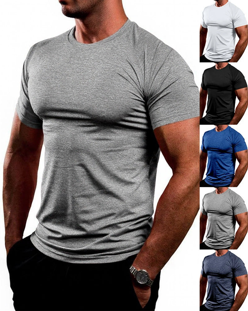 S-3XL Men's Crewneck Top Quick-drying Sports Short-sleeved T-shirt