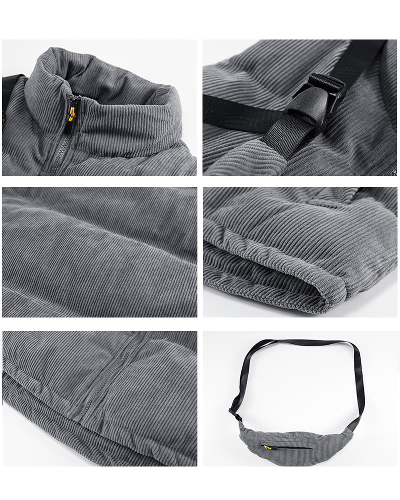 Big & Tall Men's Corduroy Cotton Vest With Satchel Coat M-3XL