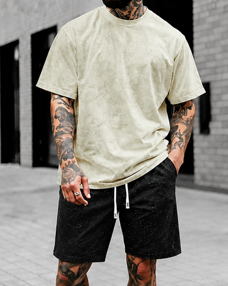 4XL-11XL Plus Size Men's Two-Piece Short-Sleeved Shorts