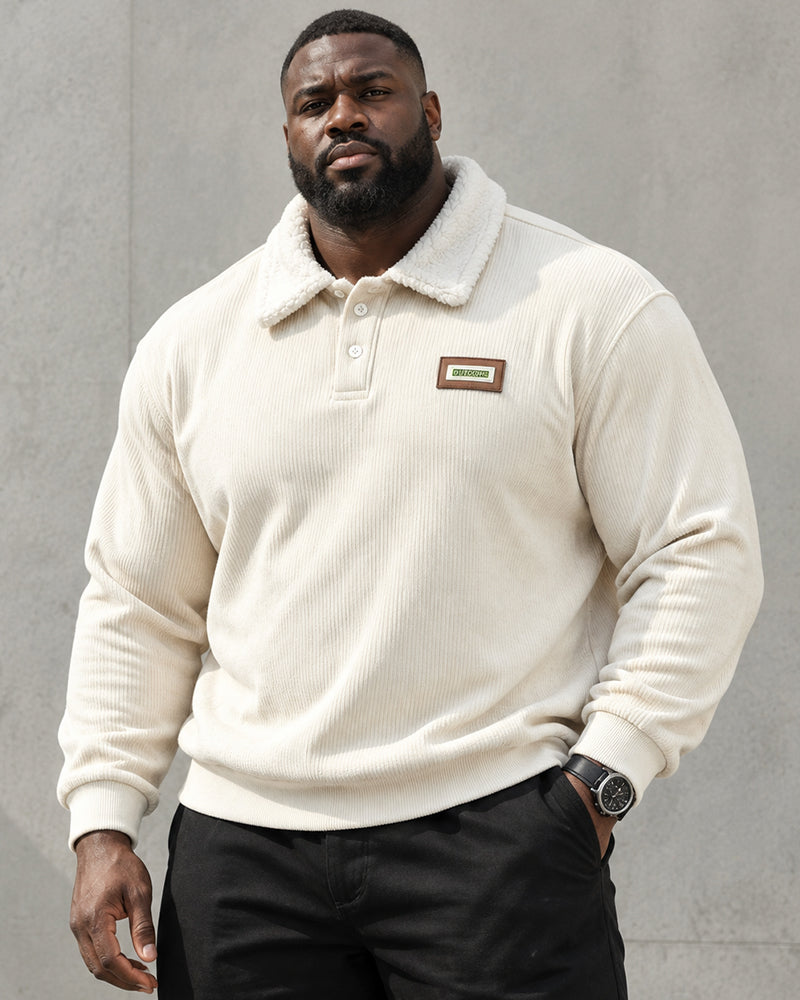M-3XL Solid Color Lapel Pullover Sweater