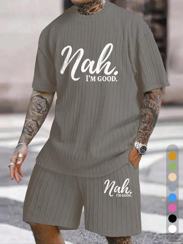 "Nah, I'm Good" Texture Large Size Casual Suit