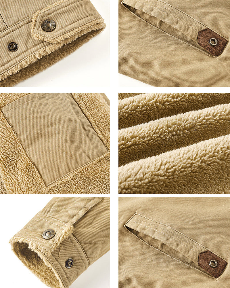 Big & Tall Men's Lapel Lambswool Fumble Padded Jacket M-6XL