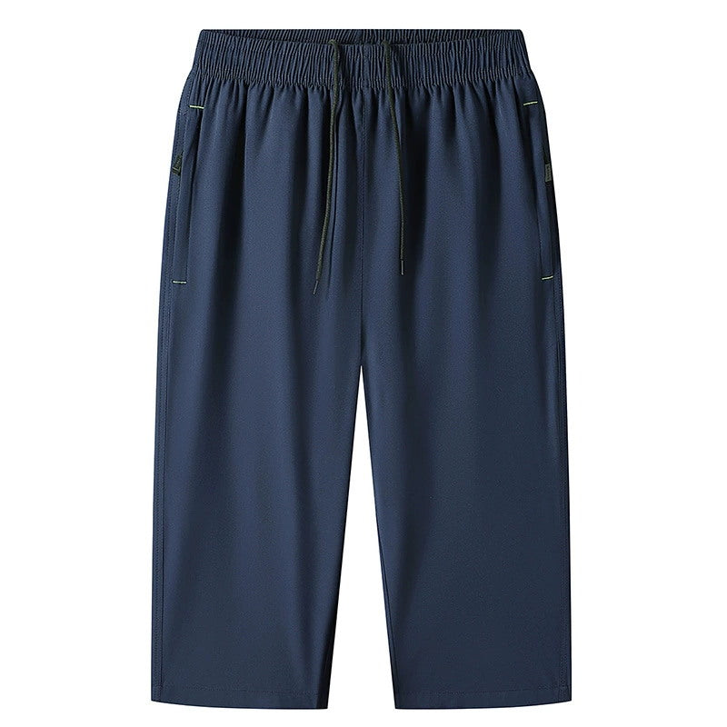 M-8XL Men's Six-point Pants Loose Solid Color Casual Cropped Pants