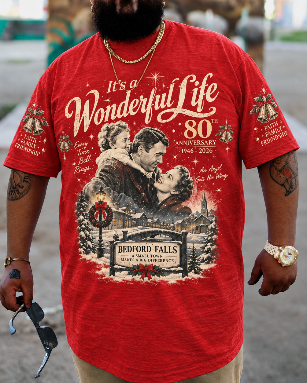 Big & Tall Men's It's A Wonderful Life Christmas Print Cotton T-Shirt