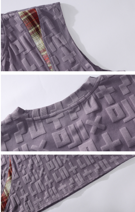 L-9XL Casual Sports Letter Jacquard Plaid Vest