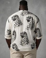 Big & Tall Men's Sunglasses Seal Fun Cartoon Printed Collar Long Sleeve Shirt