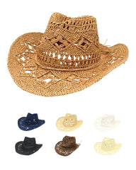 Spring And Summer Hollow Cowboy Hat Hand Woven Breathable Straw Hat