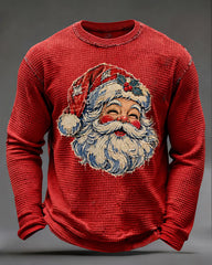 Big & Tall Men's Vintage-style Santa waffle Sweatshirt
